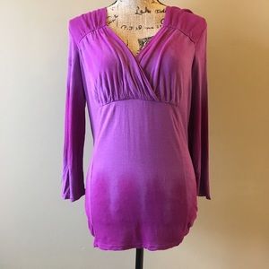 Inc ombré dip dyed v neck long sleeve top